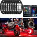 8 Pods Rock Lights for Car, Multi Color RGB LED Rock Lights Kit with APP & Remote Control, Music Mode, Waterproof Underglow Neon Light for Pickup Truck SUV, Car Accessories