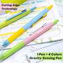 Metallic Multi-Color Pen with Pencil, Retractable Gel Ink Ballpoint Pen, Black, Blue, Red Ink, 0.7mm, Smooth Writing, Quick Dry, with Refills, Office Supplies (Blue and Pink Contrast)