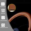 QKWL Steering Wheel Cover，Steering Wheel Wrap，Steering Wheel Covers, Wear-Resistant, Sweat-Absorbing, Anti-Slip and Dustproof Fits Most Sedans, SUVs, Trucks, and Vans (Brown, Hole)