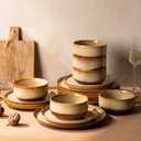 TheTerra Ceramic Dinnerware Set for 6, 18-Piece Plates and Bowls Set