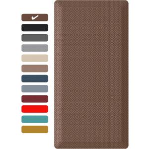 Ophanie Kitchen Mats for Floor, 3/4 inch Thick, 17x24 Anti Fatigue Cushioned Mat, Kitchen Rugs, Waterproof, Comfort Ergonomic Standing Mat for Office, Home, Sink, Brown Non-Slip Ridged Bottom
