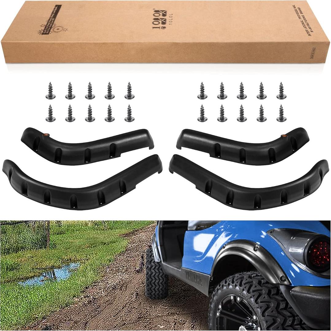 Golf Cart Accessories 4-PCS Fender-Flares Front & Rear for EZGO RXV 2008-2015 Original Models, with Mounting Hardware (Not Fit Modified Carts)