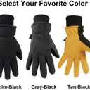 OZERO Men & Women Winter Gloves -30F Deerskin Leather Water-resistant Windproof Cold Weather Glove for Driving Hiking (Small, Denim-black)