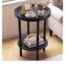 Junkin 2 Tier Round Coastal Side Table, Black Spindle Side Table24x15.7x15.7In Pedestal Side Table, Vintage Tray Top Design, 2-Tier Storage for Small Space Furniture, Living Room