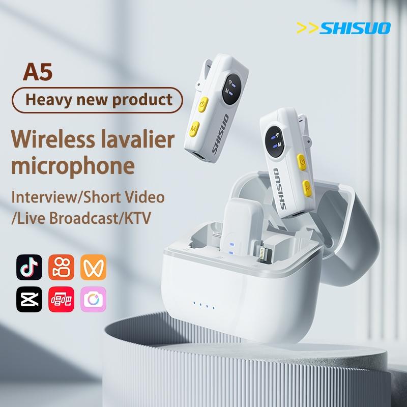 Wireless Lavalier Microphone with 2 Receivers & 2 Mics, Aesthetic White Dual Recording Mic for iPhone 16 15, Android, 3in1 Adapter, 40H Playtime, Monitoring Earphone for TwoPerson Vlog TikTok Gear