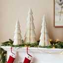 OBBOLO White Paper Christmas Tree, 3 Pcs Tabletop Christmas Decorations with Magnetic Closure, 8" 10" 12" Foldable Reusable Paper Trees for Holiday Table Centerpieces, Mantel & Winter Home Decor