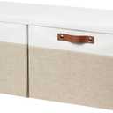 DULLEMELO Large Closet Storage Baskets with Lids 2-Pack, Storage Boxes Organizer Containers Baskets with Cover for Bedroom Closet Office Nursery (White & Khaki - 17"*12"*12")