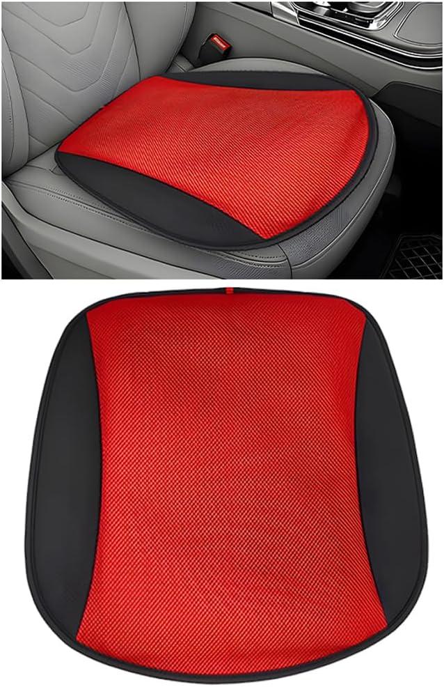 Cooling Car Front Seat Cover, 5V Leather Ventilated Cooled Summer Vehicle Seat Cushion with 3 Temp Modes, Breathable Auto Interior Seating Protector, Universal for SUV Sedan Truck (Red)