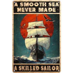 Vintage Metal Tin Sign A Smooth See Never Made A Skilled Navy Metal Poster Plaque Rustic Home Kitchen Bathroom Aluminium Sign Wall Decor 12x8 Inch