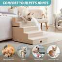 COZY KISS Dog Stairs for Small Dogs, 17.7" Extra Wide Detachable Pet Stairs for Couch and Bed, 23.6" H Non-Slip Dog Steps for Puppies and Old Cats, 17.7x29.5x23.6 inch, Beige