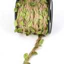 1 Roll 10m/32.8ft Hemp Rope Jute Twine String With Simulated Foliage Leaves Artificial Vine Rattan DIY Arts Crafts Supplies for Home Garden Christmas Wedding Party Jungle Theme Decor(Green Leaf)
