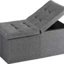 30-INCH Storage Ottoman Bench, Footrest with Storage, End of Bed Bench Coffee Table for Living Room, Bedroom, Entryway, Dark Gray