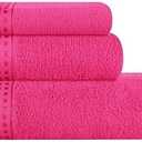 GLAMBURG Ultra Soft 3 Pack Cotton Towel Set, Contains a Bath Towel 28x55 inch, a Hand Towel 16x24 inch & a Wash Coth 12x12 inch, Ideal Everyday use, Compact & Lightweight - Hot Pink