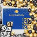 Graduation Backdrop 2026 10x8 ft Class of 2026 Gold and Blue Vinyl Congrats Grad Banner for High School College Photoshoot Prom Party Studio Props