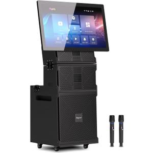 Karaoke Machine for Adults with Lyrics Display, Portable Built-in 22 Inches Tablet with 2 Wireless Microphones,1200W Peak Power Bluetooth Portable Karaoke System(S-200) (22 inch)