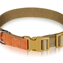 Adjustable Poly-Cotton Dog Collar with Leather Accents, Durable D-Ring, and Premium Plastic Buckle: Comfortable, Stylish, and Secure Perfect for Small, Medium, & Large Dogs Brown L
