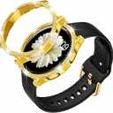 SUPOIX 
Compatible for Samsung Galaxy Watch 4 5 Band 40mm 44mm with Glitter Bumper Case, Women Black Pink Silicone Soft Comfortable Adjustable Strap with Buckle