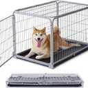 ZOMISIA Collapsible Dog Crate for Medium Dogs - 36 inch Escape Proof Metal Dog Kennel with Double Door, Easy Assembly Foldable Dog Cage with Removable Tray, Indoor Outdoor Use, Silver Gray
