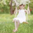 PANDANINJIA Girls Sandals Toddler Little Big Kids Kid Cute Open Toe Flats Dress Sandals Mona Summer Shoes (Beige)