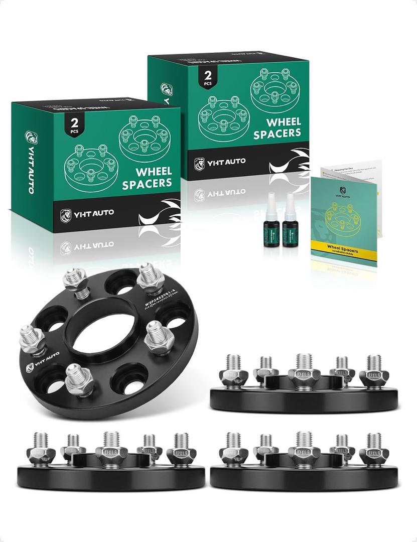 YHTAUTO 5x4.5 Hub Centric Wheel Spacers 15mm Compatible with Acura, Honda Models, Accord, Civic, CR-V, Odyssey, MDX, 5x114.3mm Tire Spacers w/ M12x1.5 Studs, 64.1mm Hub Bore 5 Lug 4PCS