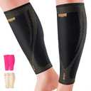 Copper Calf Compression Sleeves for Men and Women, Leg Compression Sleeve for Shin Splint Relief, Calf Sleeves for Men Running, Fitness (1 Pair) (X-Large, Black)