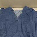 Denim Dress for Women Ruffle Short Sleeve V Neck Jean Mini Dress with Pockets (Large, Dark Blue)