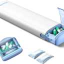 Weekly Pill Organizer 7 Day, Airtight Silicone Seal Pill Box with Built-in Desiccant, Portable Travel Medicine Organizer, Moisture-Proof Vitamin & Supplement Container,White