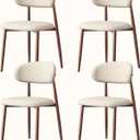Upholstered Dining Chairs Set of 4 Mid-Century Modern Kitchen & Dining Room Chairs with Linen Seat and Backrest Ergonomic Sillas de Comedor(Walnut/Beige)