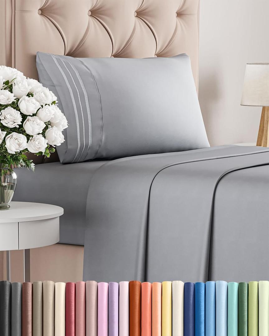 Twin Size 3 Piece Sheet Set - Comfy Breathable & Cooling Bed Sheets Set - Hotel Luxury Bedding for Women, Men, Kids, Teens, Boys & Girls - Deep Pockets, Soft and Wrinkle Free - Oeko-Tex - Steel Blue