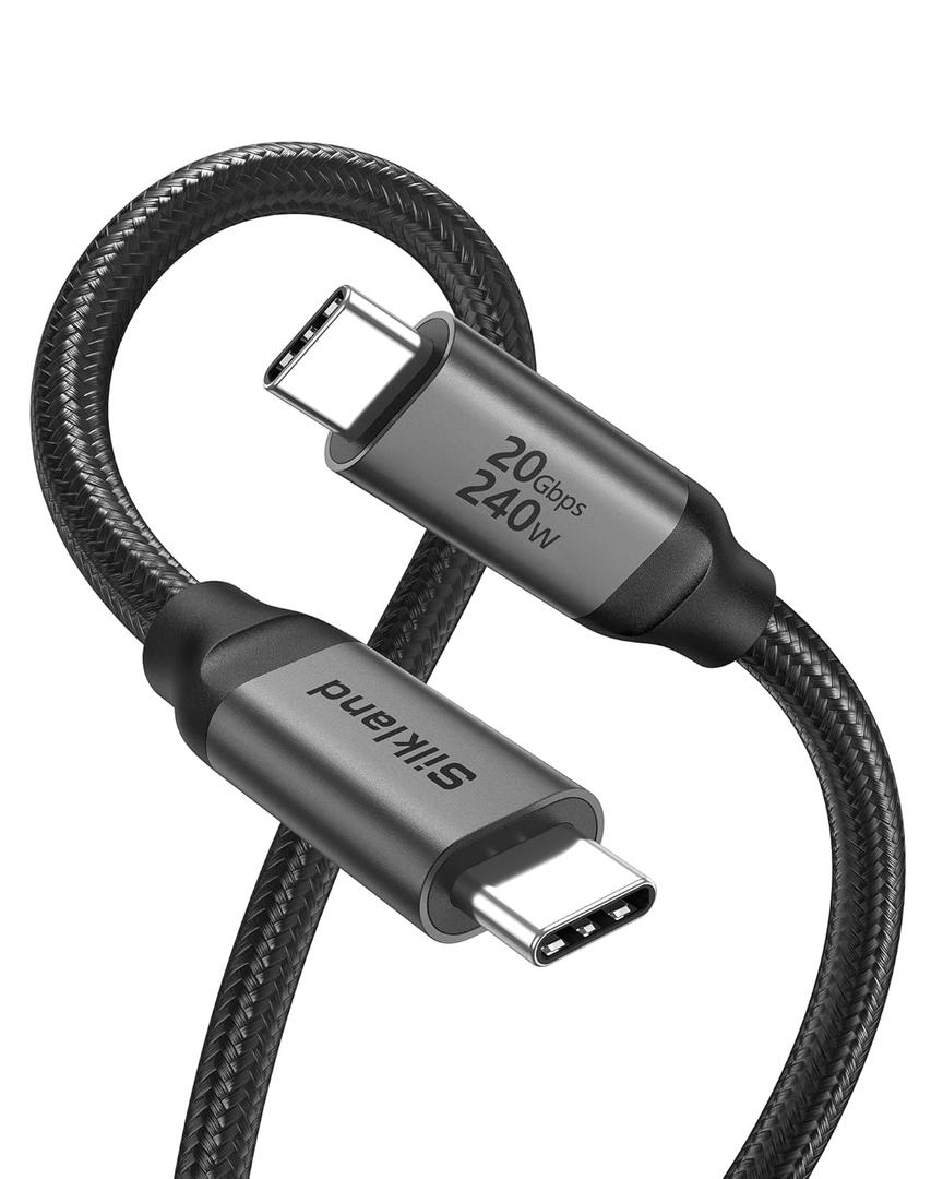 Silkland USB C Monitor Display Cable 4FT [4K@144Hz/60Hz 8K@30Hz], USB C 3.2 Gen 2x2 Video Cable, 20Gbps Data Transfer, 240W PD Fast Charge, Type C Compatible for iPhone 17, MacBook Pro, iPad