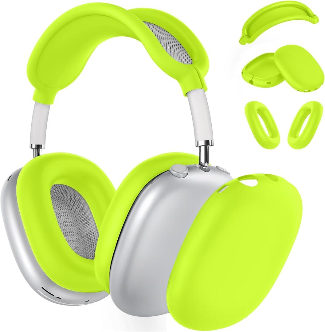 Silicone Case Cover for AirPods Max Headphones, Ear Pad Case Cover/Ear Cups Cover/Headband Cover for AirPods Max 2/1 (2026/2024/2020)(USB-C/Lightning), Accessories for Apple AirPods Max 2, Lime Green