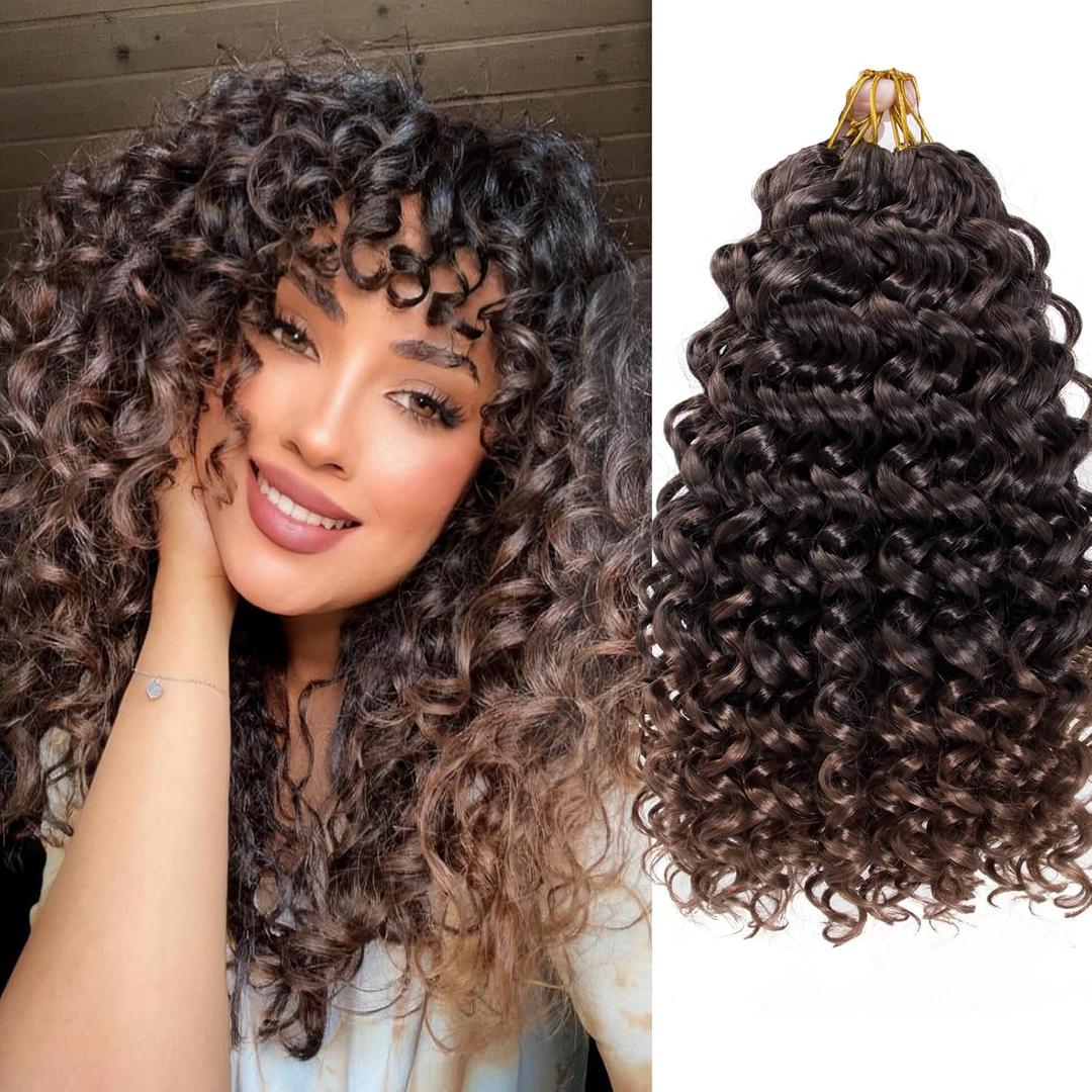 YXCHERISHAIR 8 Packs Curly Crochet Hair 14inch GoGo Curl Crochet hair for Women Deep Wave Braiding hair,Synthetic Bohemian Crochett Braid Water Wave Crochett hair Extensions(1B/30, 14inch)