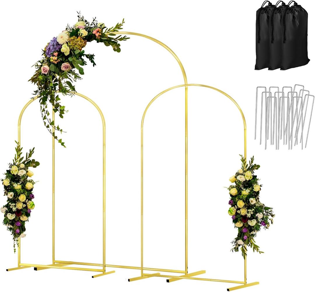 Arch Backdrop Stand Set of 3 Gold Wedding Arches for Ceremony Bridal Arch Stand 7.2FT & 6.6FT & 6FT Garden Arbor Frame for Wedding Birthday Party Baby Shower Photo Booth Background Decor
