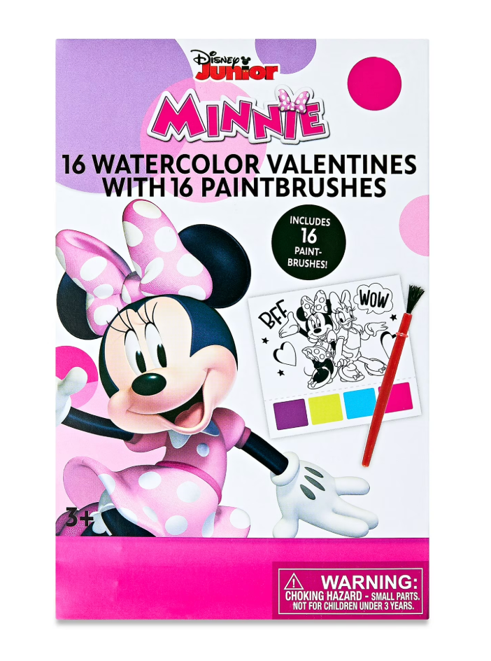 Minnie Mouse Valentine Exchange Cards with Watercolor Paint Activity, Classroom, Paper, Multi-Colored, 16 Count
 2 Pack
