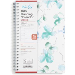 Blue Sky 2025 Weekly and Monthly Planner Calendar, January 2025 - December 2025, 5" x 8", Flexible Cover, Laminated Tabs, Wirebound, Lindley