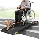 5FT Portable Wheelchair Ramp with Quick-Lock, Black Seamless Non-Slip Aluminum Folding Handicap Ramp,Threshold Ramp for Doorways, Wheel Chair Ramp for Home Steps