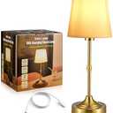 Cordless Table Lamp, USB Rechargeable Touch Dimmable Desk Lamp, Portable LED Bedside with Fabric Shade Aluminum Alloy Frame for Bedroom Study Cafe Restaurant
