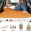 KMZ SUV Air Mattress with Built-in Pump & 2 Pillows, Thickened Flocked PVC, Quick 90-Seconds Inflation Air Bed, Portable & Durable Car Air Bed for Camping, Travel, Truck
