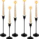 6pcs Black Candle Holder, Black Candlestick Holders Taper Candle Holders for Pillar Candles Sticks Holder Decor Halloween Christmas Decorations Candle Stick Holder Candelabros para Centros de Mesa