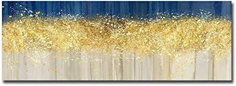 ZHMANLUCK Bedroom Large Size Canvas Art Prints Decoration Gold Abstract Printed Oil Painting On Canvas Modern Home Decor Picture 60x120cm(24x47in) With Frame