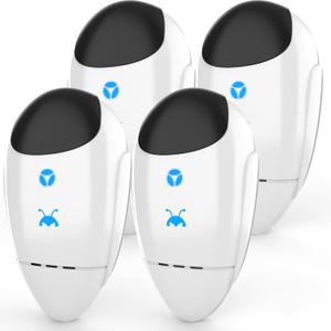 2025 Upgraded Ultrasonic Pest & Insect Repeller, Ultrasonic Repellent for Roach, Rodent, Mouse, Bugs, Mosquito, Mice, Spider, Ant, Electronic Plug in Pest Deterrent, 4 Packs