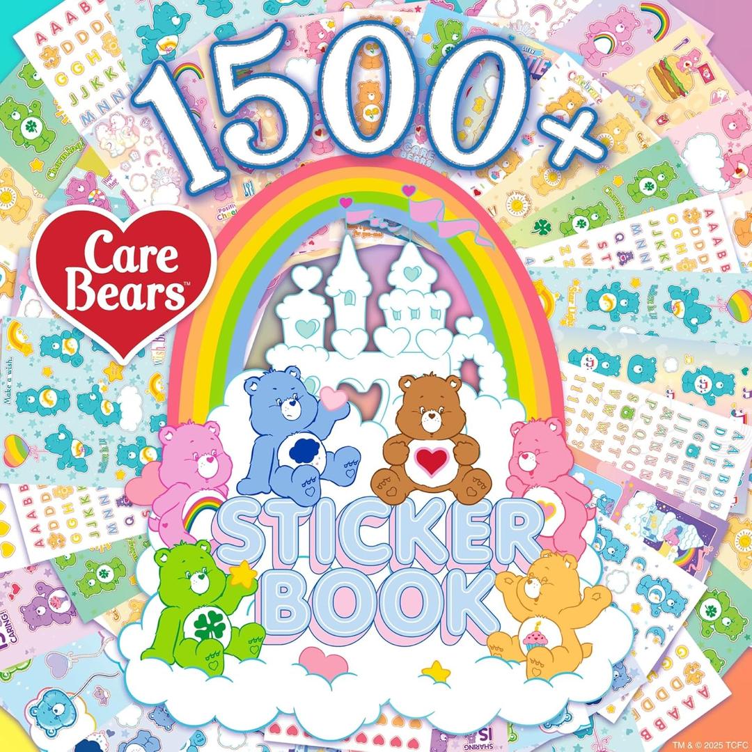 Horizon Group USA Sticker Book with Large and Small Sizes, Kids Stationary for Water Bottle, Notebooks, and Party Favors, 1500+, Care Bears