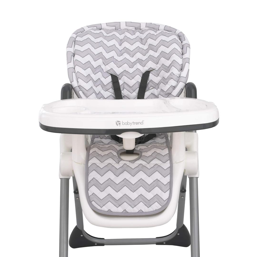 Soft Gray and White Chevron High Chair Pad | Easy to Install Replacement Cushion Fits Most 3-5 Point Harness High Chairs (20 X 37 Inch)