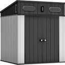 YITAHOME 6x6 FT Outdoor Storage Shed, All-Weather Resin Garden Shed with Windows, Vents and Lockable Double Doors for Garden Tools, Bikes, and Sundries, WaterproofGray