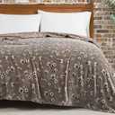Lucky Brand Daisy Beige Floral 90"X90" Cozy Plush Blanket - Premium Microfiber Throw for Luxurious Comfort and Style Full/Queen Size