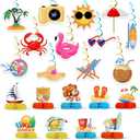 21 Pcs Summer Party Decorations, Beach Honeycomb Centerpieces, Summer Beach Hanging Decor for Beach Birthday Party and Summer Time Hawaii Party, Set of 4