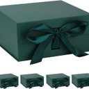 OEMVALATY Green Gift Box,6x6x3 Inches Gift Boxes with Lids for Presents with Magnetic Closure and Ribbon for Wedding,Storage,Birthday(5-Pack)