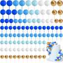 Bouiexye 75 Pieces Cake Balls Topper Decorations Foam Cupcake Topper Mini Balloon Cake Topper Balls Cake Picks for Cake Deco Birthday Party Wedding (Blue Gold White Series）