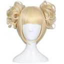 Color Ground Blonde Cosplay Wig and 2 Detachable Buns with Clips