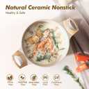SENSARTE Ceramic Nonstick Stock Pot with Lid, 2.6/4.5/6.6/8.5/11 QT Soup Pot Casserole Pot, Non-toxic Healthy Pasta Pot, Large Cooking Pot Stew Pot, Induction Compatible, PFOA PFAS PTFE Free, Taupe, 4.5 Quarts